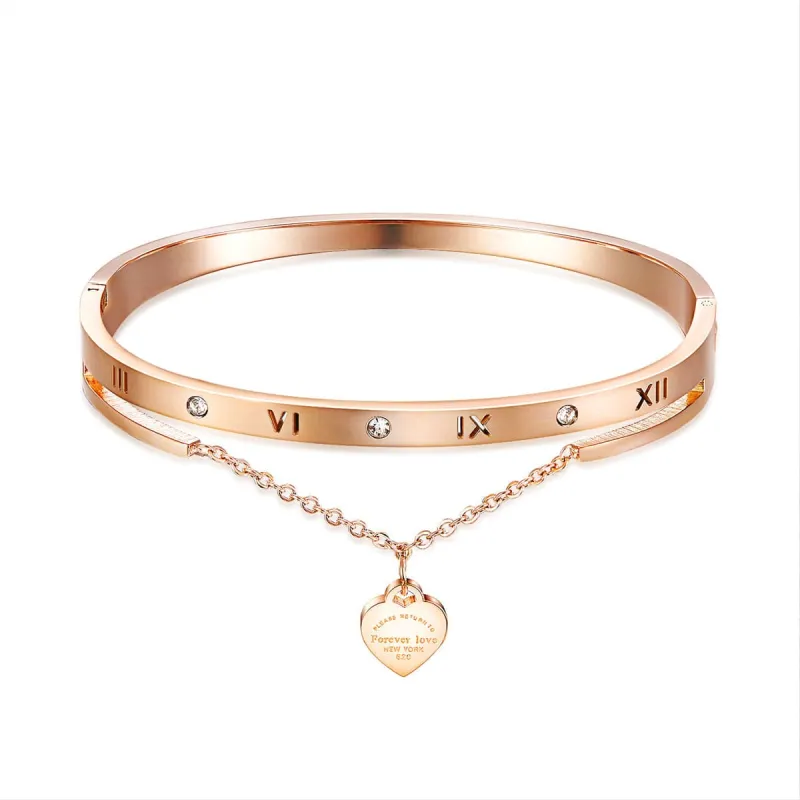 Cubic Zirconia & Rose Goldtone Heart Layered Bangle made by Zulily