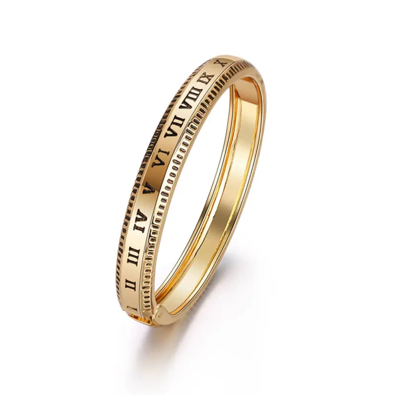 Goldtone Roman Numerals Hinge Bangle made by Zulily