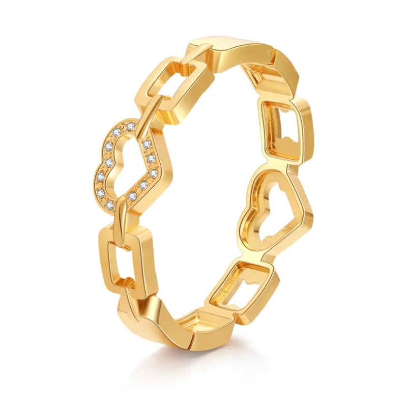 Cubic Zirconia & Goldtone Heart Charm Bangle made by Zulily