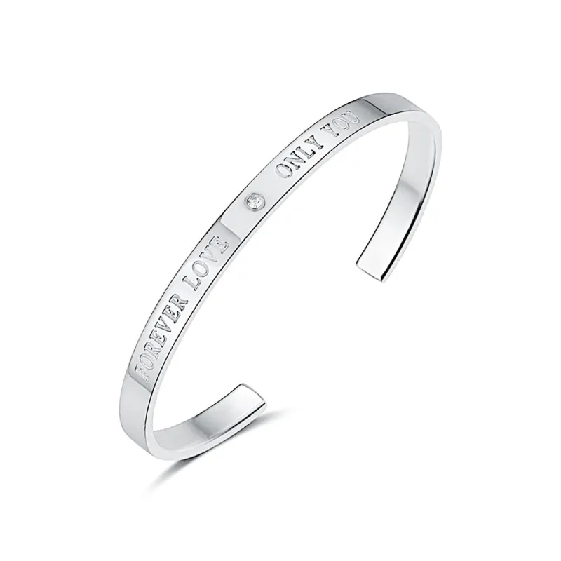 Cubic Zirconia & Silvertone 'Only You' Cuff made by Zulily