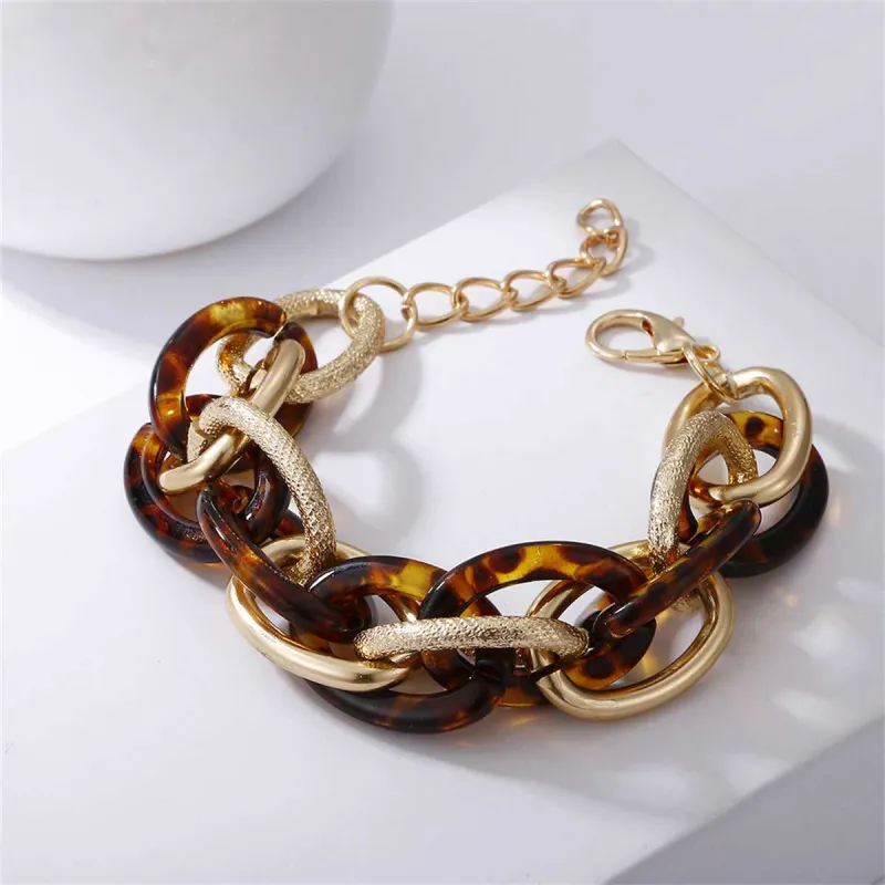 Coffee Resin & Goldtone Tortoise-Print Crossing Chain Bracelet made by Zulily