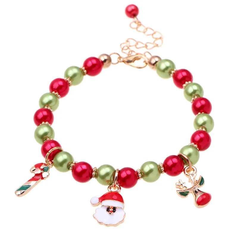 Red Acrylic & Enamel Goldtone Christmas Charm Bracelet made by Zulily