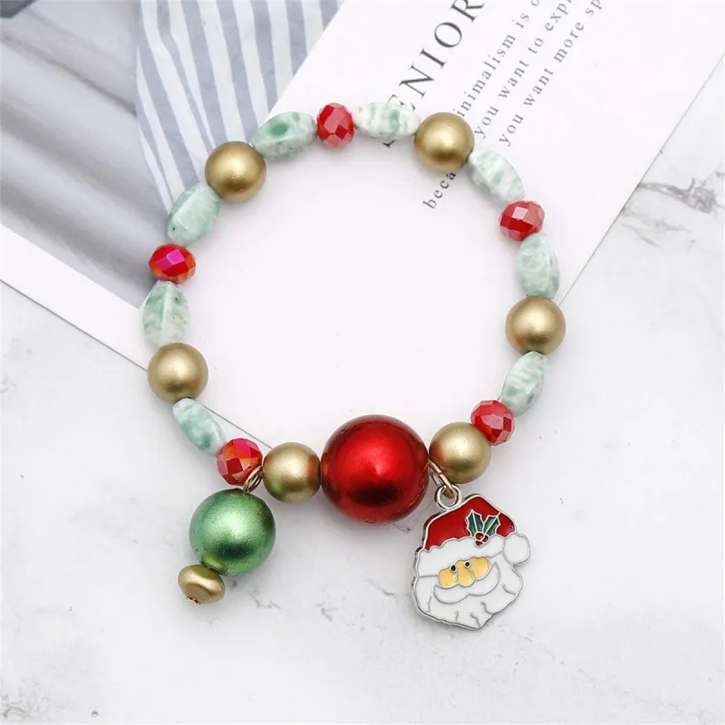 Red Enamel & Silvertone Santa Stretch Charm Bracelet made by Zulily