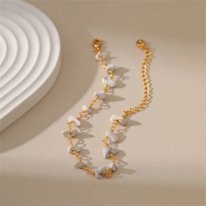 White Turquoise & Goldtone Bracelet made by Zulily