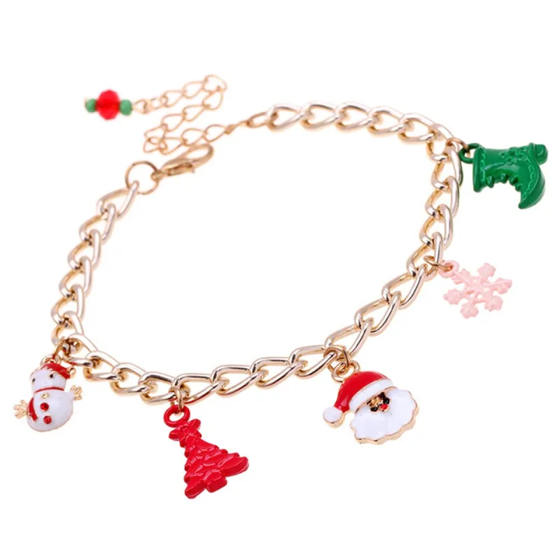 Cubic Zirconia & Acrylic Goldtone Christmas Charm Bracelet made by Zulily