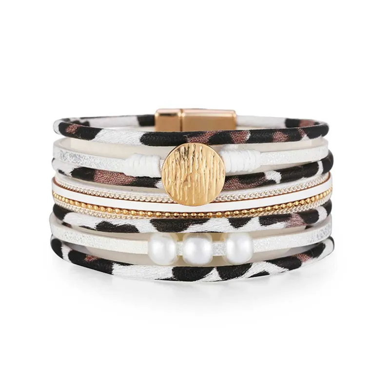 Pearl & Polystyrene Goldtone Leopard-Print Layered Charm Bracelet made by Zulily