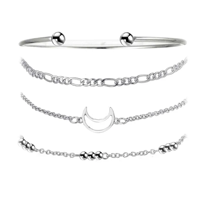 Silvertone Cuff & Moon Charm Bracelet Set made by Zulily