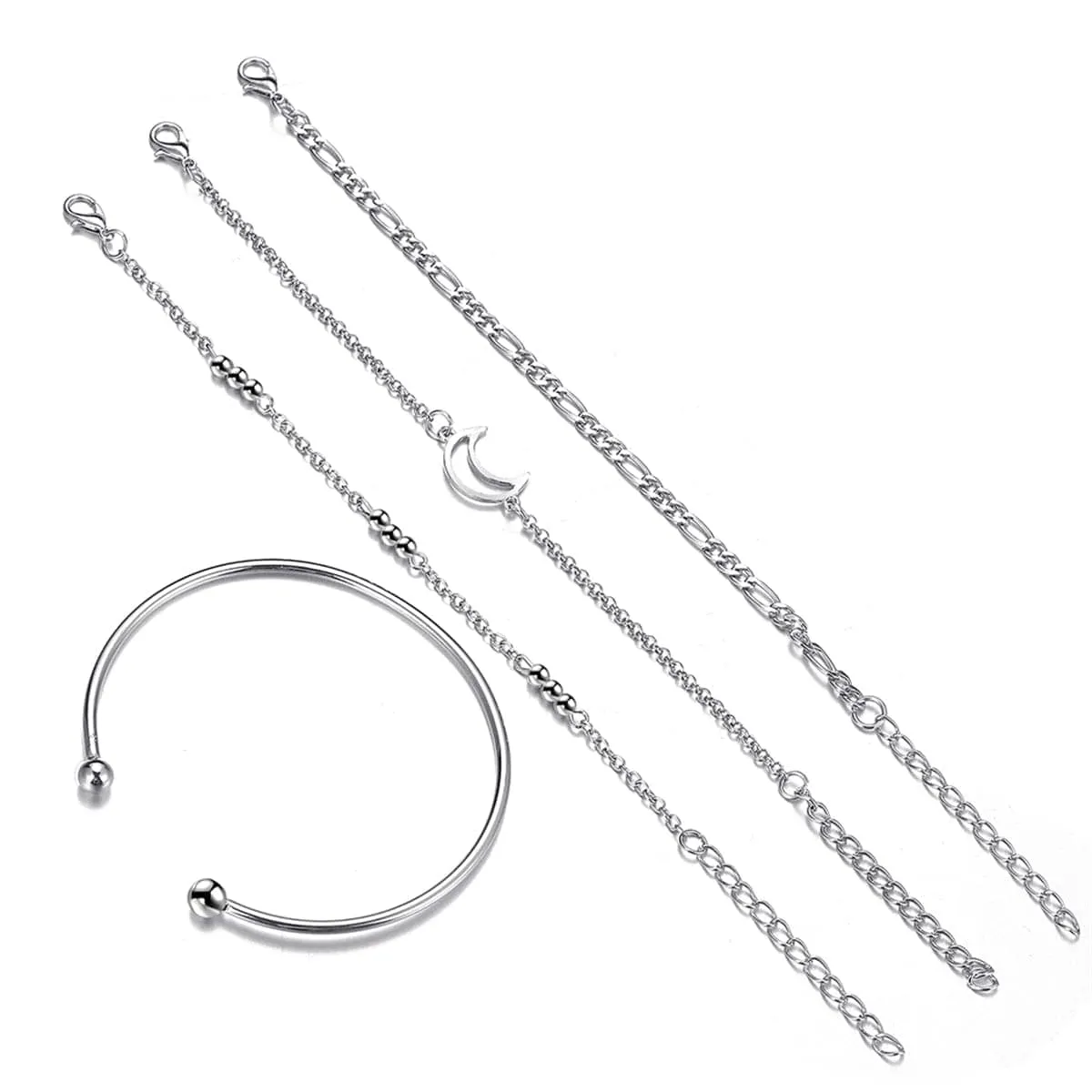 Silvertone Cuff & Moon Charm Bracelet Set sold by Zulily product image thumbnail 2
