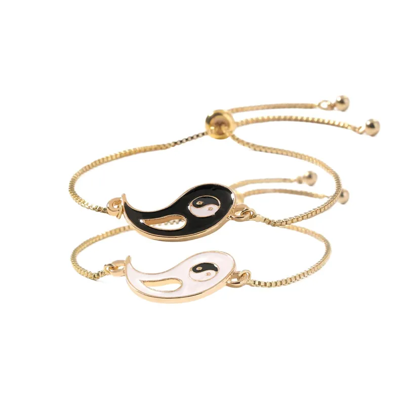 Enamel & Goldtone Yin Yang Bracelet Set made by Zulily