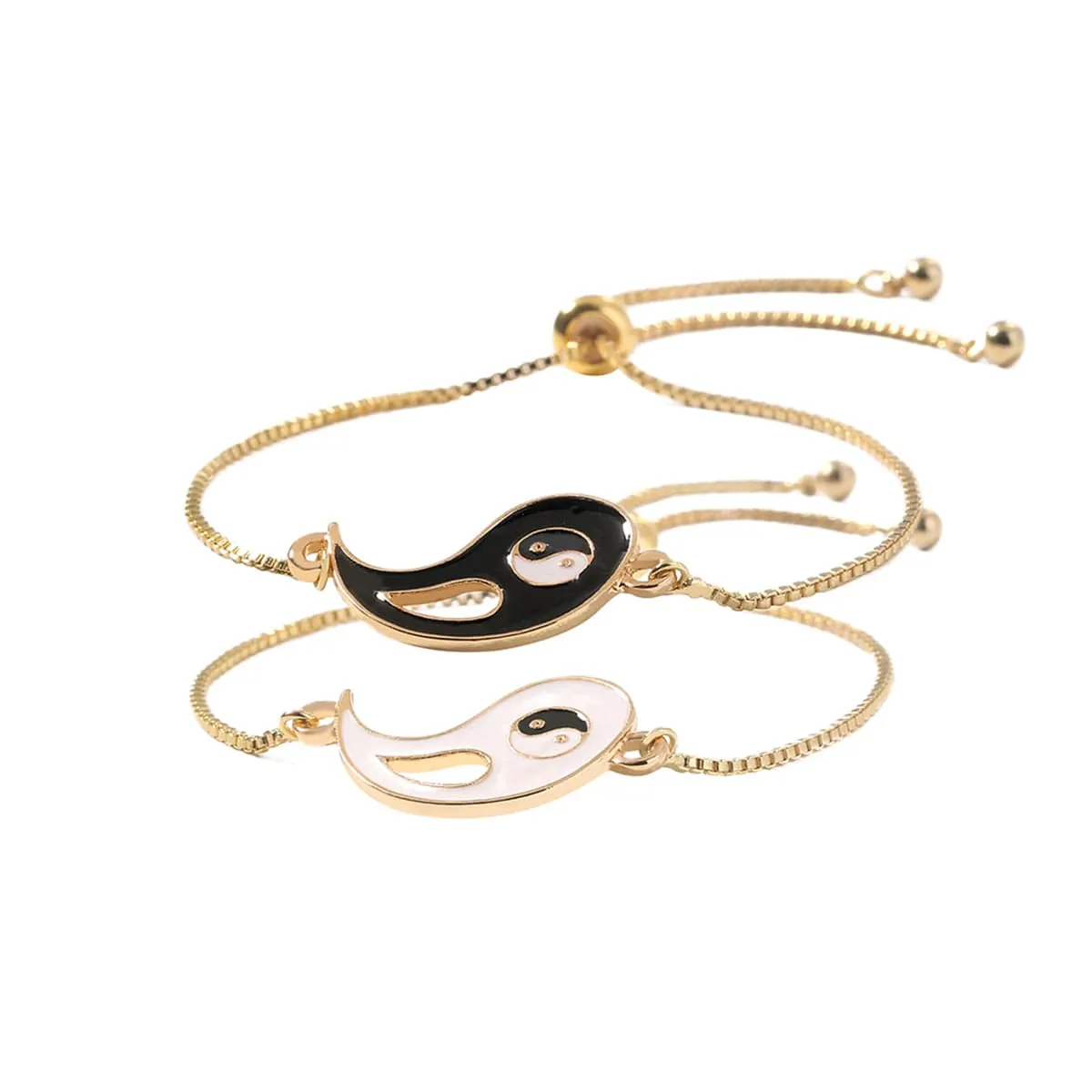 Enamel & Goldtone Yin Yang Bracelet Set sold by Zulily