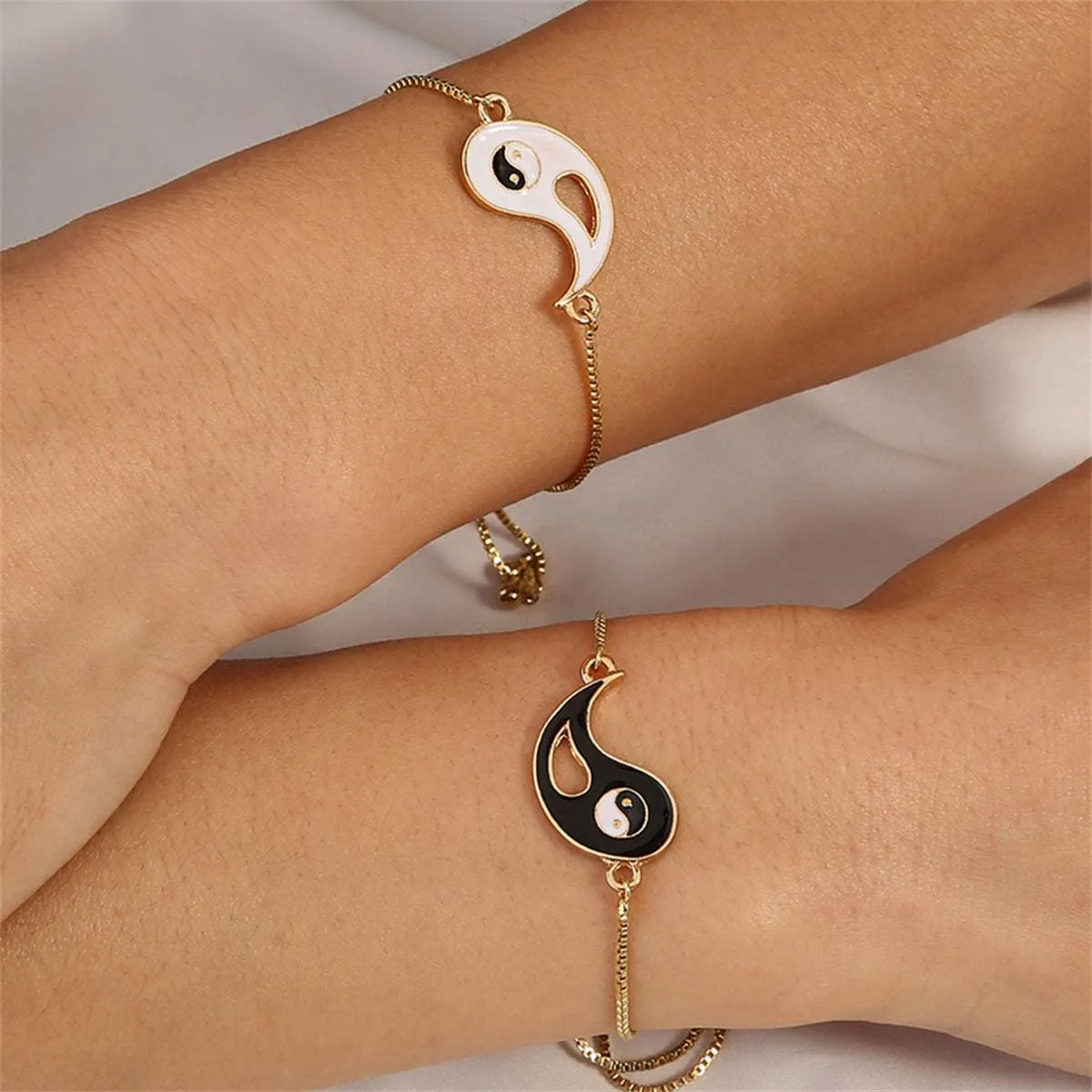 Enamel & Goldtone Yin Yang Bracelet Set sold by Zulily product image thumbnail 2