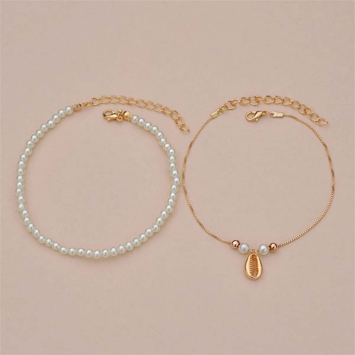 Pearl & Goldtone Shell Charm Anklet Set sold by Zulily product image thumbnail 3