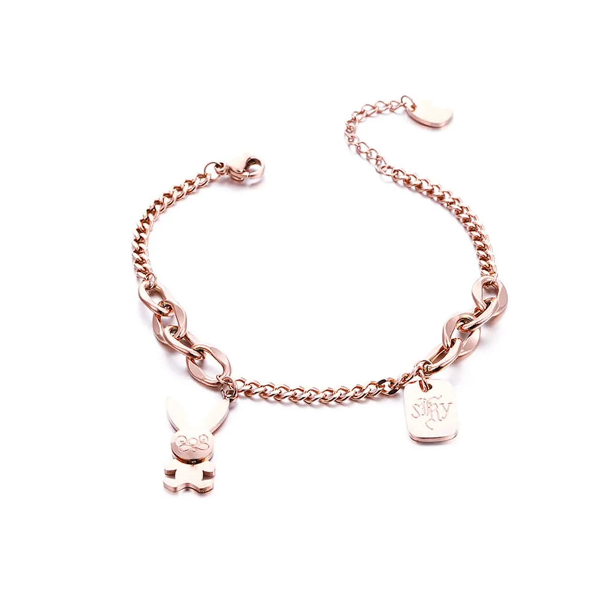 Rose Goldtone Rabbit & Card Charm Bracelet sold by Zulily product image thumbnail 2