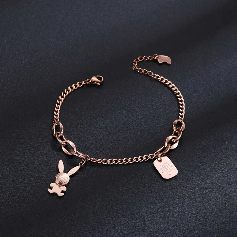 Rose Goldtone Rabbit & Card Charm Bracelet made by Zulily