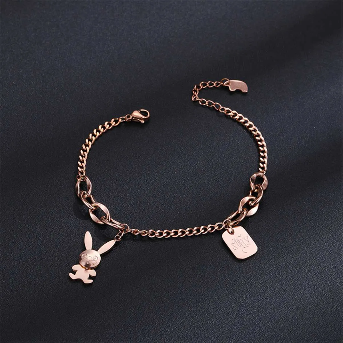 Rose Goldtone Rabbit & Card Charm Bracelet sold by Zulily