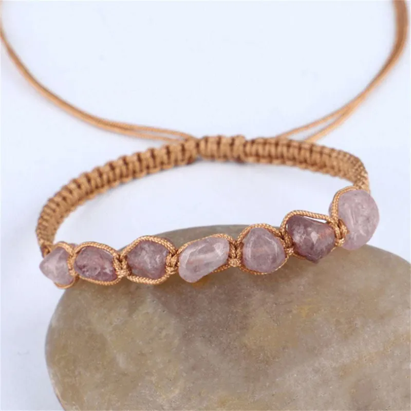 Rose Quartz & Brown Adjustable Bracelet made by Zulily