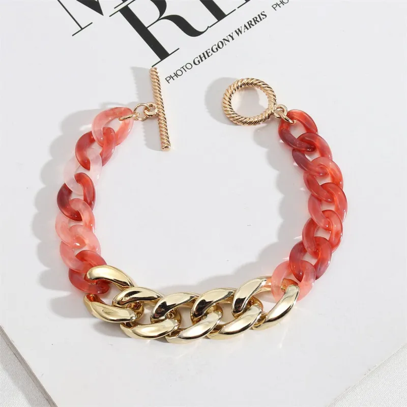 Light Red Resin & Goldtone Chain Link Bracelet made by Zulily