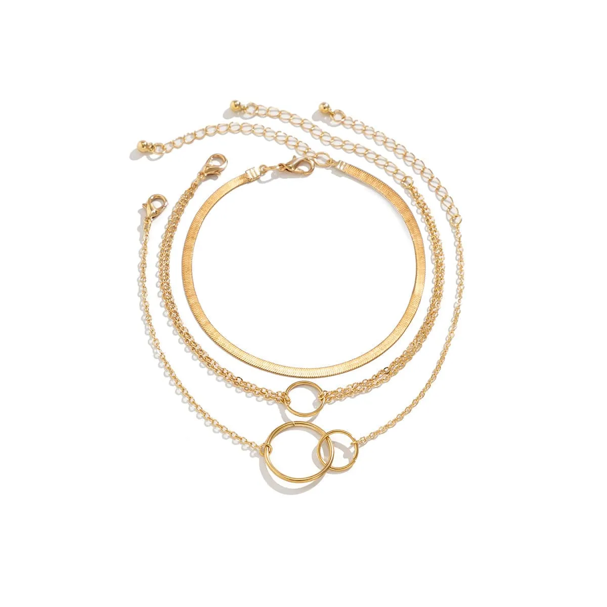 Goldtone Interlocked-Circle Snake-Chain Anklet Set sold by Zulily product image thumbnail 2