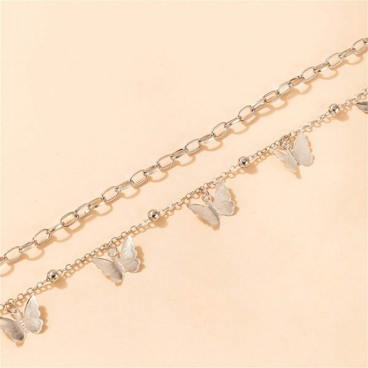 Silvertone Butterfly Station Chain Anklet Set sold by Zulily product image thumbnail 3