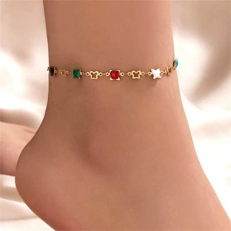 Vibrant Enamel & Goldtone Butterfly Station Anklet made by Zulily