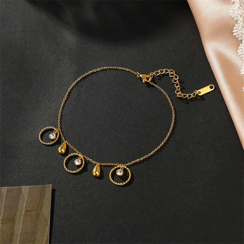 Cubic Zirconia & Goldtone Circle Charm Anklet made by Zulily