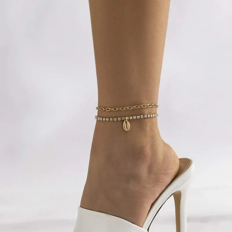 Cubic Zirconia & Goldtone Chain Ankle & Shell Charm Anklet made by Zulily