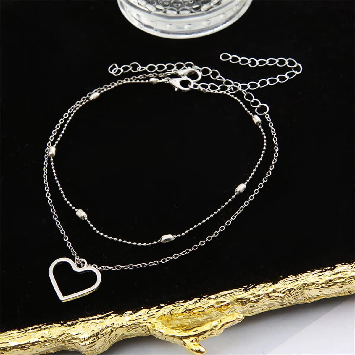 Silvertone Station Anklet & Open Heart Charm Anklet sold by Zulily product image thumbnail 2