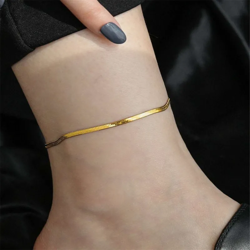 Goldtone Heart Snake Chain Anklet made by Zulily