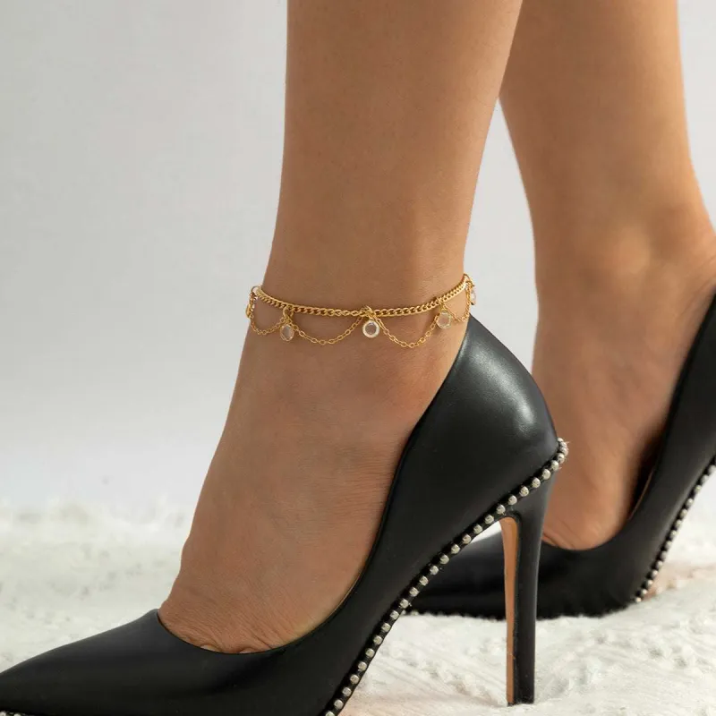 Cubic Zirconia & Goldtone Station Anklet made by Zulily