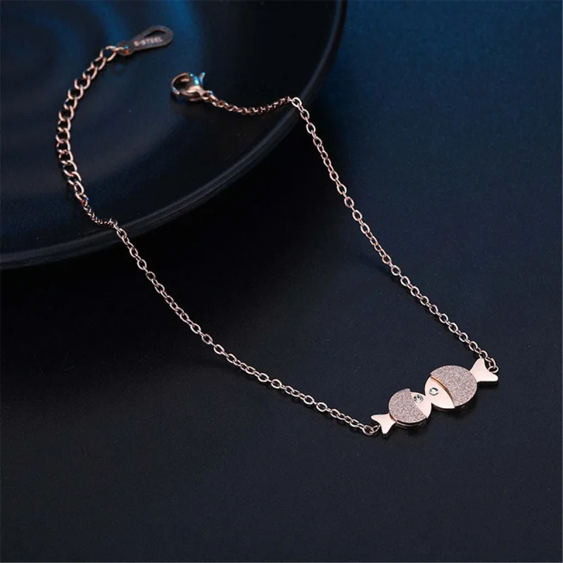 Rose Goldtone & Cubic Zirconia Double Frosted Fish Anklet made by Zulily