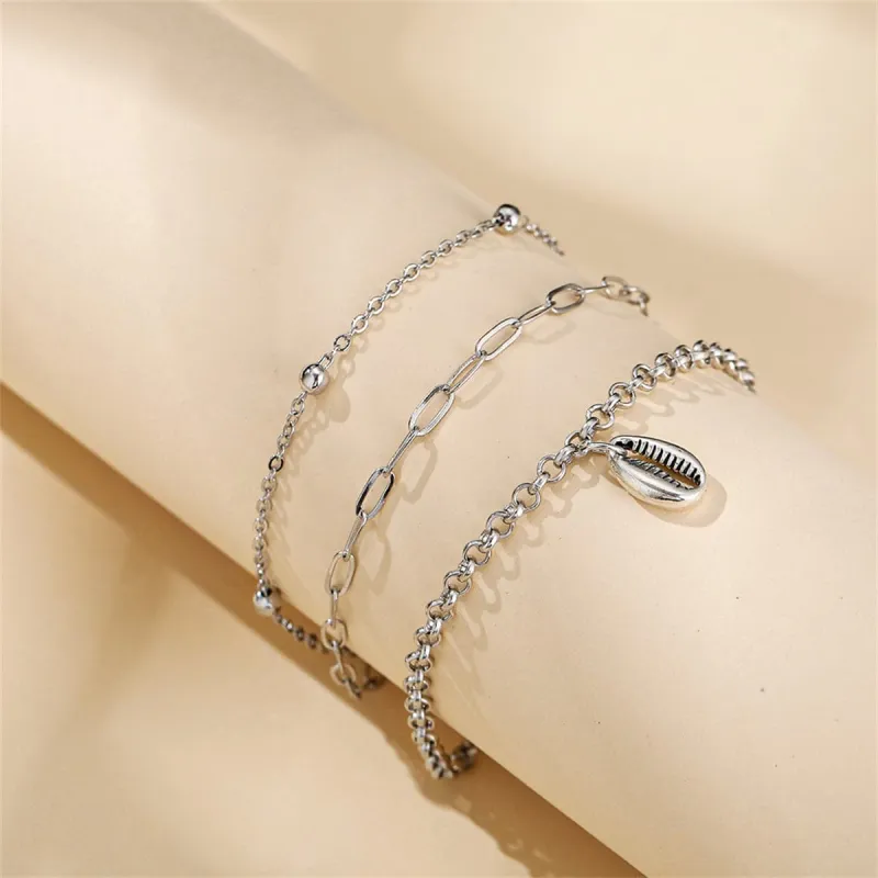 Silvertone Shell Charm Anklet Set made by Zulily