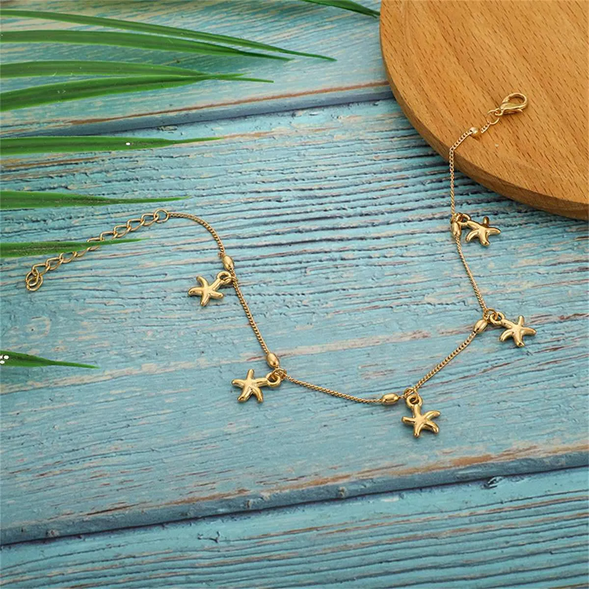 Goldtone Starfish Station Anklet sold by Zulily product image thumbnail 3