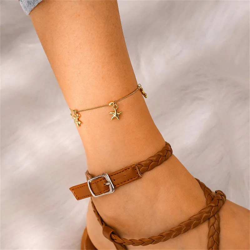 Goldtone Starfish Station Anklet made by Zulily
