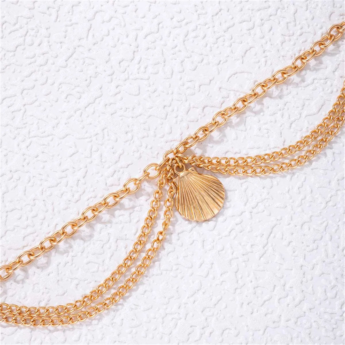 Goldtone Seashell Charm Layered Anklet sold by Zulily product image thumbnail 3