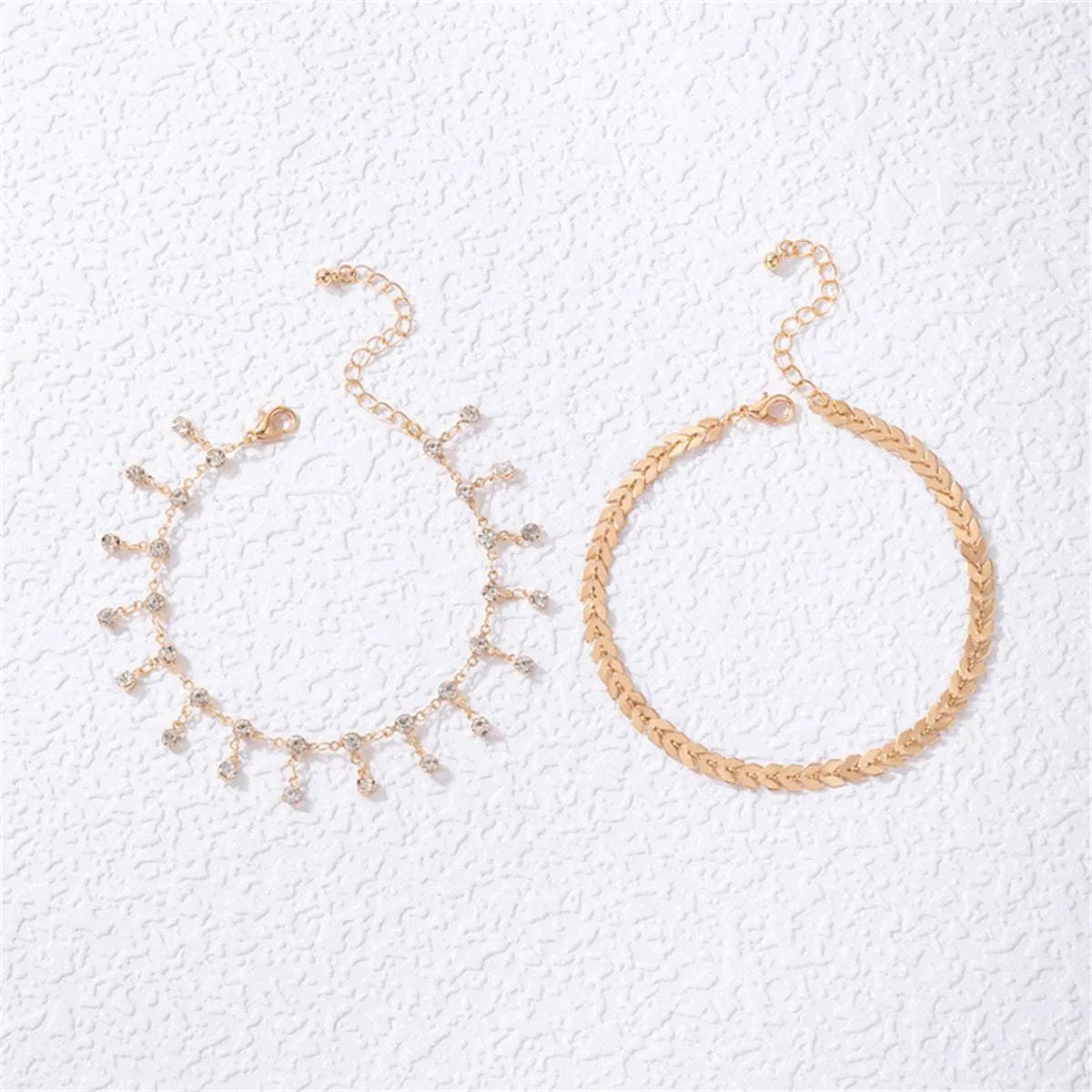 Cubic Zirconia & Goldtone Wheat Anklet Set sold by Zulily product image thumbnail 3