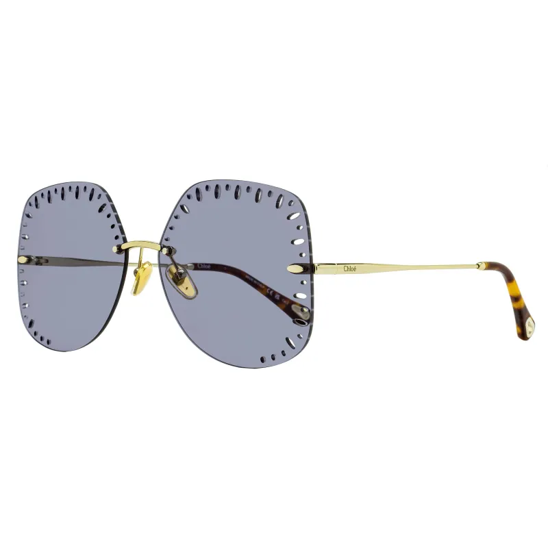 Chloe Perforated Lens Sunglasses CH0111S 001 Gold/Havana 63mm made by Chloe