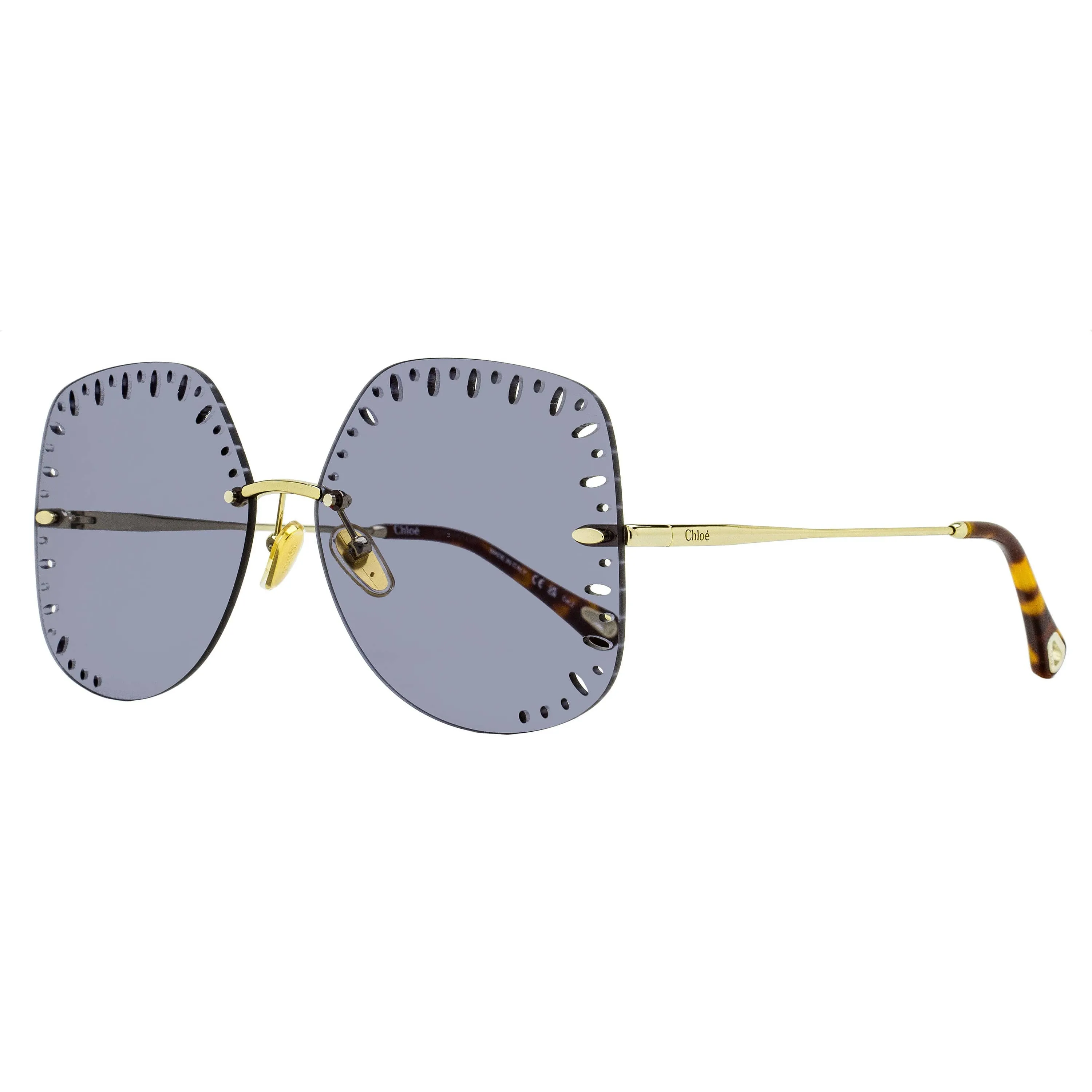 Chloe Perforated Lens Sunglasses CH0111S 001 Gold/Havana 63mm sold by Zulily