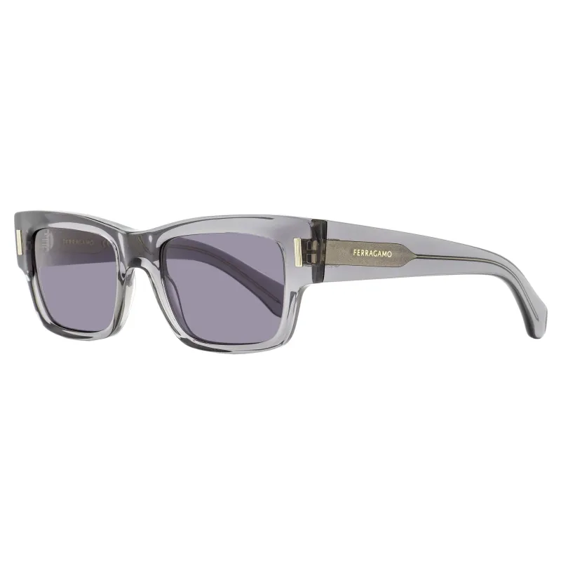 Ferragamo Rectangular Rivet Sunglasses SF2011S 020 Transparent Gray 53mm made by Salvatore Ferragamo