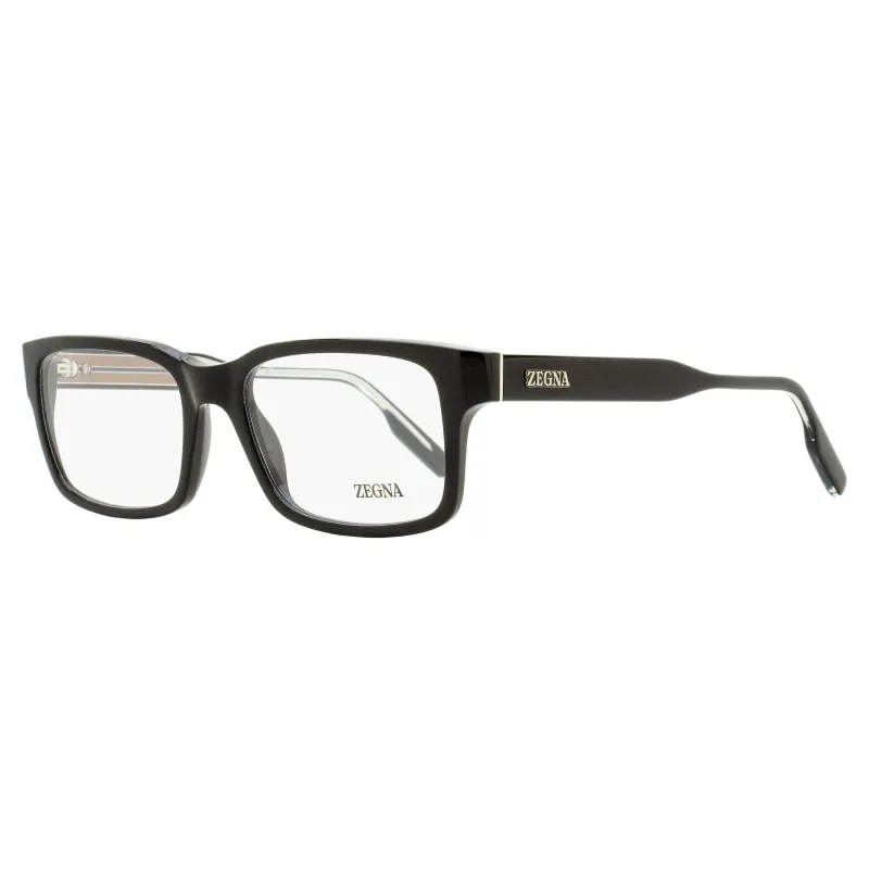 Zegna Soft Rectangular Eyeglasses EZ5254 001 Black 54mm made by Ermenegildo Zegna