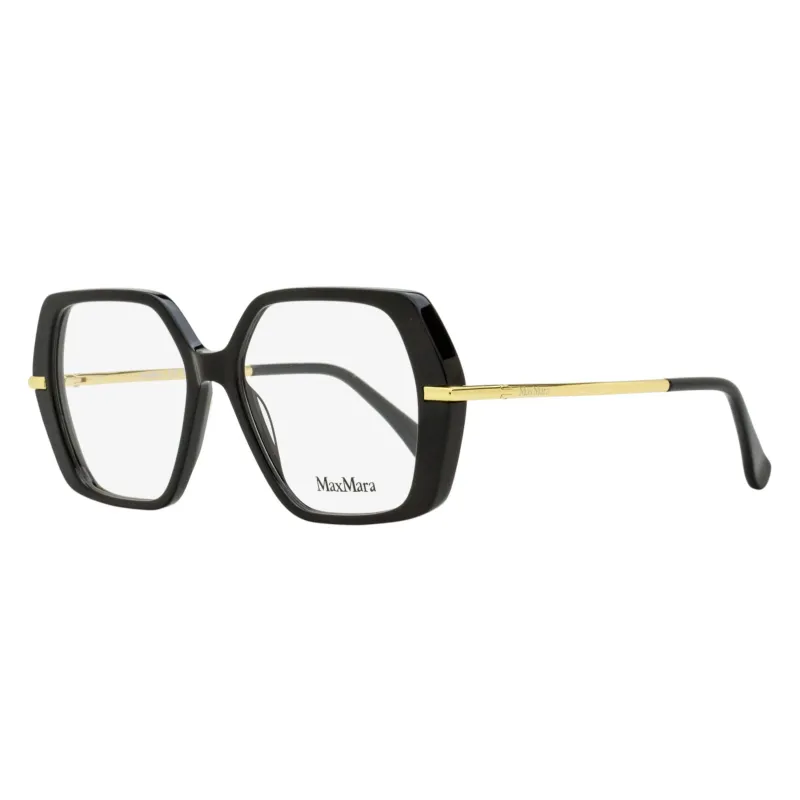 Max Mara Geometric Eyeglasses MM5175 001 Black/Gold 52mm made by MaxMara