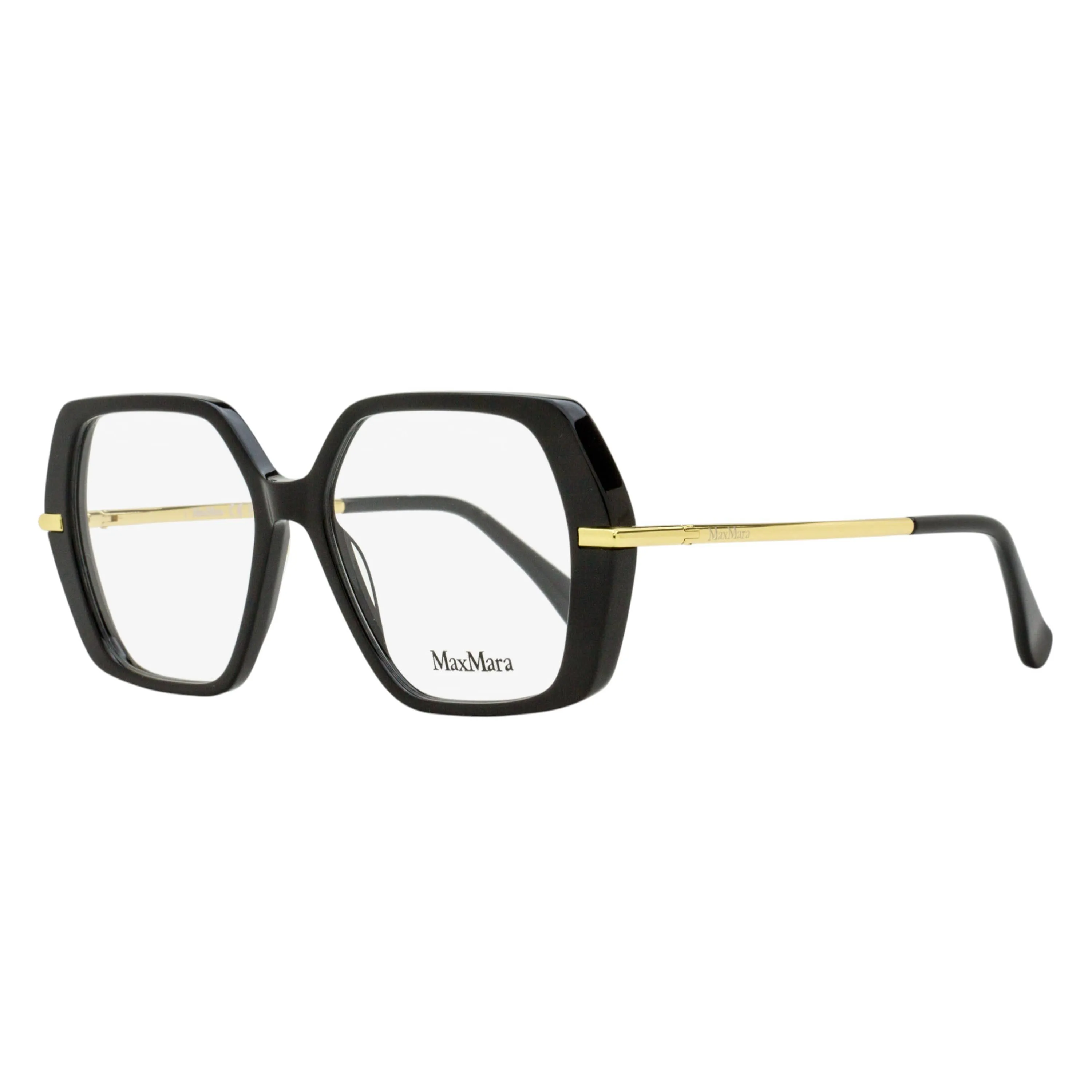 Max Mara Geometric Eyeglasses MM5175 001 Black/Gold 52mm sold by Zulily
