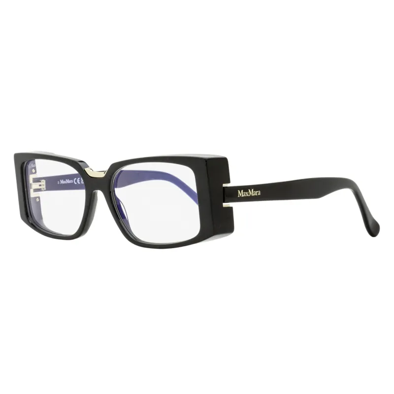 Max Mara Rectangular Blue Block Eyeglasses MM5157-B 001 Black/Gold 54mm made by MaxMara