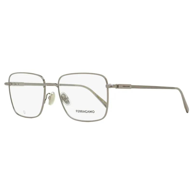 Ferragamo Rounded Rectangular Eyeglasses SF2231 021 Light Ruthenium 53mm made by Salvatore Ferragamo
