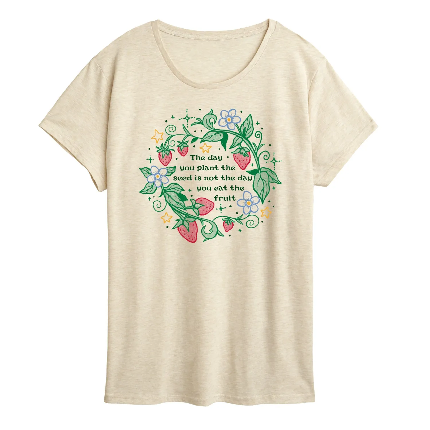 Instant Message - Plant Seed Eat Fruit - Women's Short Sleeve Graphic T-Shirt sold by Zulily