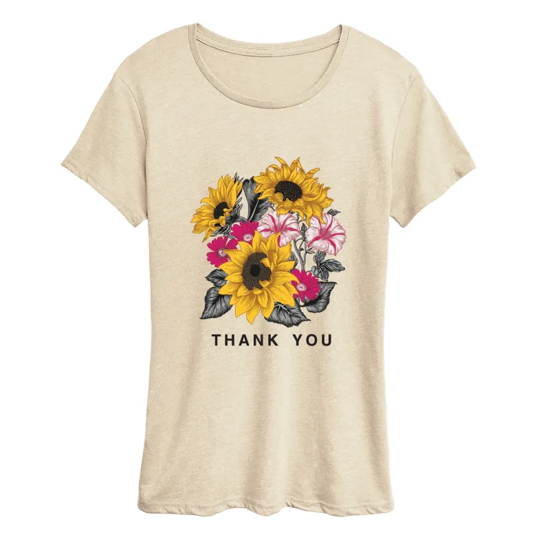 Instant Message - Thank You Flowers - Women's Short Sleeve Graphic T-Shirt made by Zulily