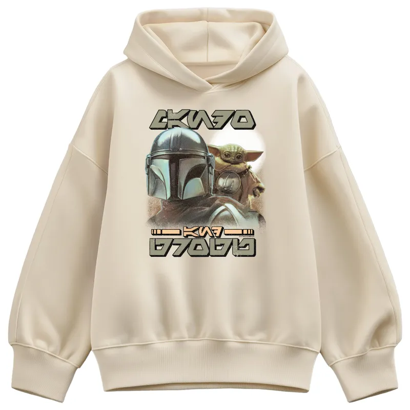 The Mandalorian And Grogu - Aurebesh Potrait - Women's Oversized Fleece Hoodie Sweatshirt made by Star Wars