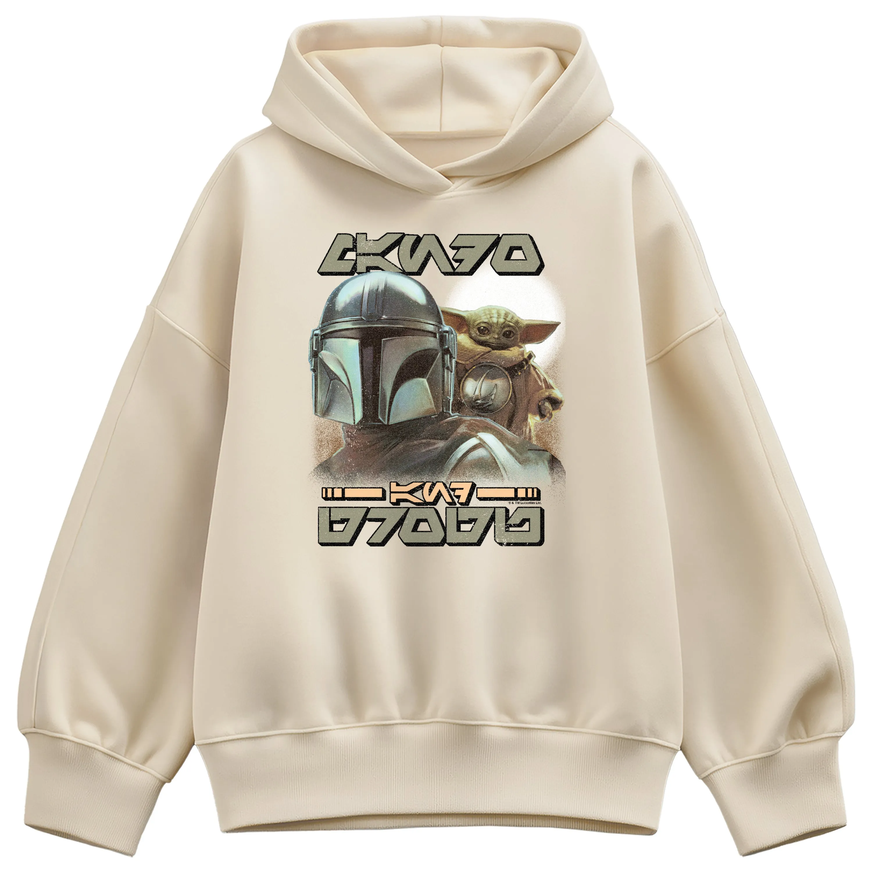 The Mandalorian And Grogu - Aurebesh Potrait - Women's Oversized Fleece Hoodie Sweatshirt sold by Zulily