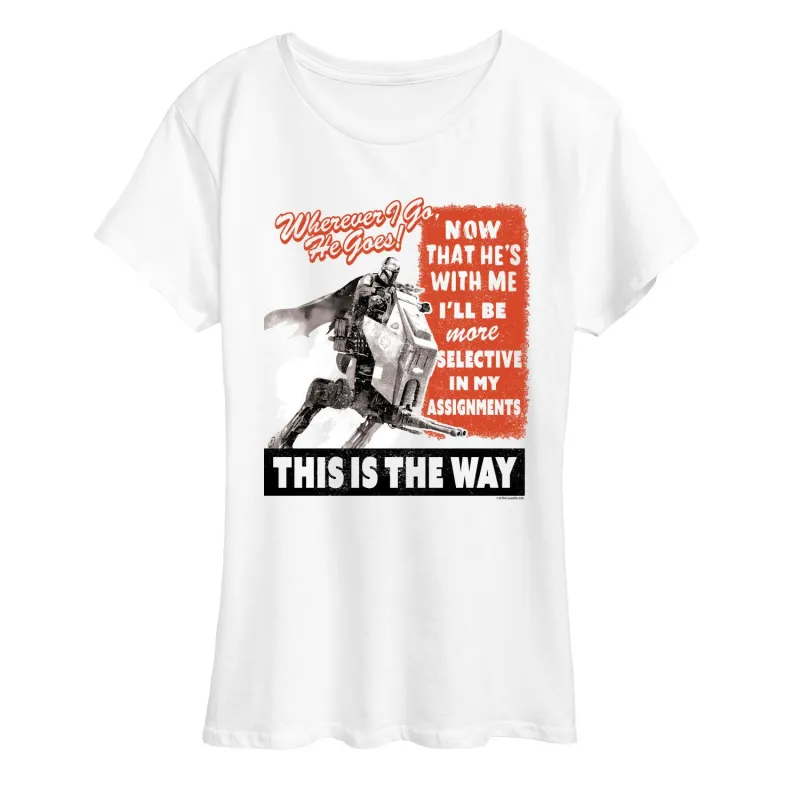 The Mandalorian And Grogu - Bounty Hunter Propaganda Poster - Women's Short Sleeve Graphic T-Shirt made by Star Wars