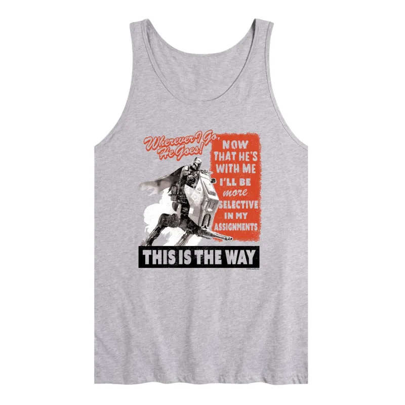 The Mandalorian And Grogu - Bounty Hunter Propaganda Poster - Men's Sleeveless Graphic Tank made by Star Wars