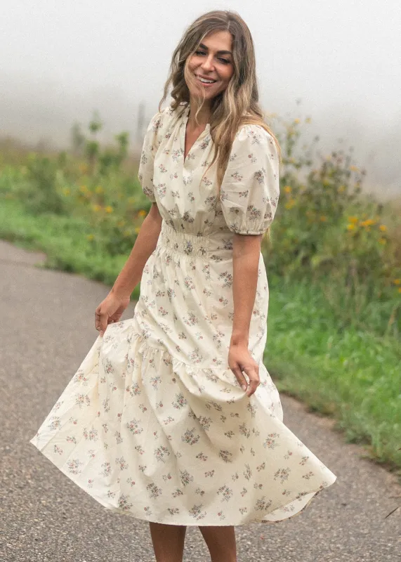 Katrina Half Sleeve Floral Midi Dress made by Zulily
